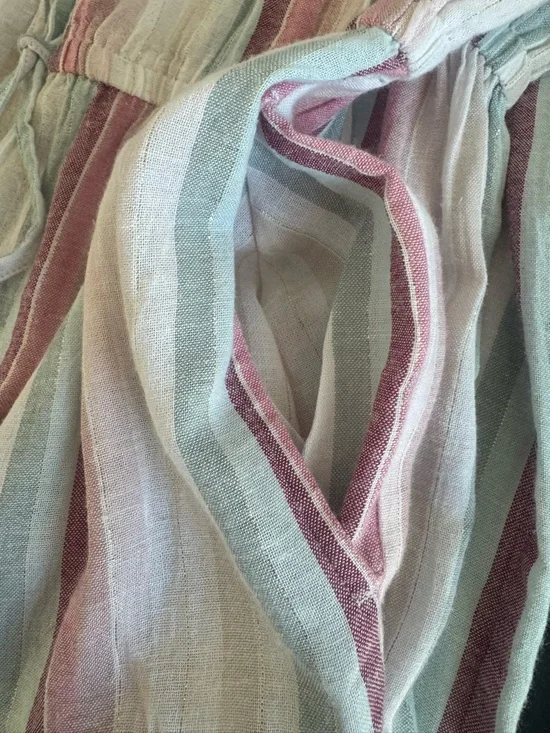 Elan striped strapless jumpsuit cream with pink and teal jogger bottom - Picture 3 of 9